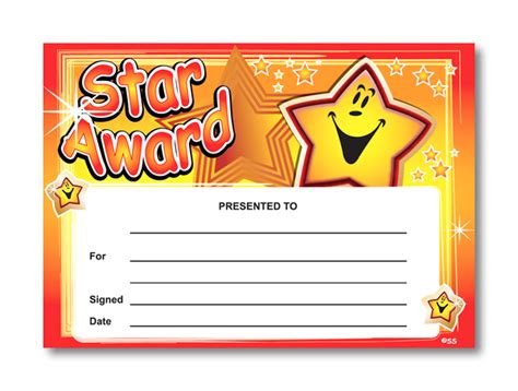 Gold Star Certificate Printable