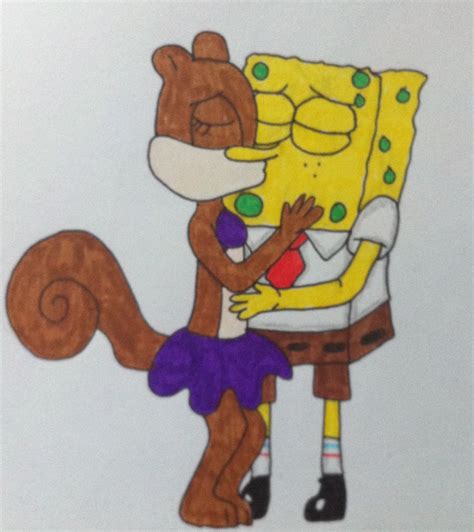 Spongebob And Sandy Kissing Drawing