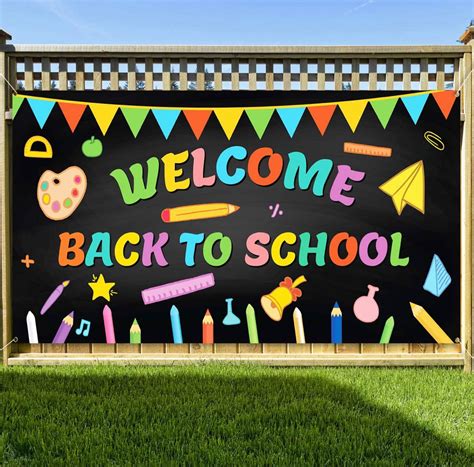 KMUYSL Welcome Back to School Banner - Extra Large Fabric 79" X 40" - First Day of School ...