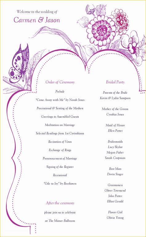 Party Program Template Free Of 8 Best Of Printable Wedding Program Templates ...