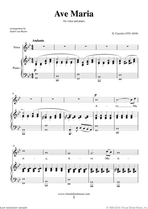 Caccini - Ave Maria sheet music for voice and piano [PDF]