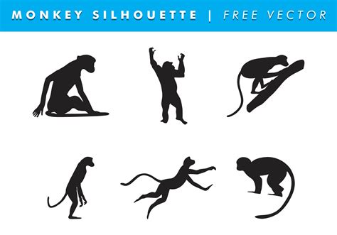 Monkey Silhouette Vector Free - Download Free Vector Art, Stock ...