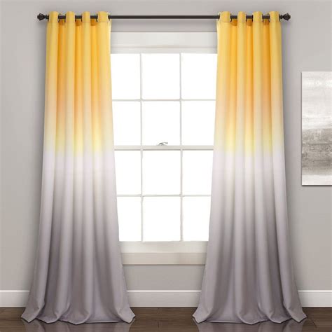 Yellow Grey Ombre Room Darkening Window Curtains | Yellow living room ...