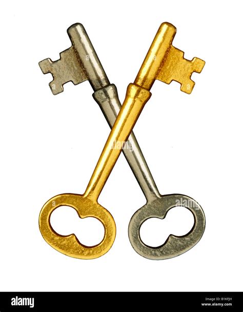 Two keys crossed a symbol of safety protection and security on white background Stock Photo - Alamy