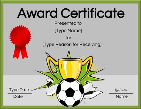 Soccer Certificate Printable - Printable Word Searches