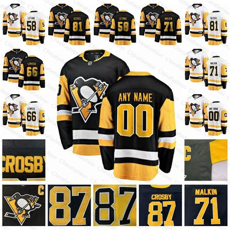 2020 Custom Pittsburgh Penguins Jersey Sidney Crosby Kris Letang Jake ...