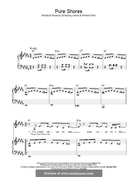 Pure Shores (All Saints) by S. Lewis, W. Orbit - sheet music on MusicaNeo