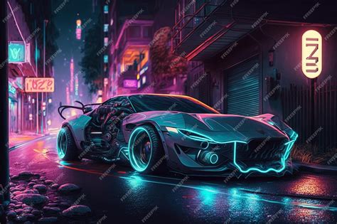 Premium AI Image | Supersport car at cyberpunk city with neon lights ...