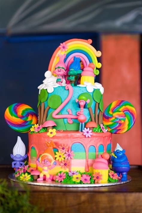 Dreamworks Trolls Cake from a Kara's Party Ideas | KarasPartyIdeas.com ...