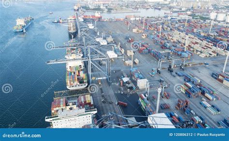 Tanjung Priok Port with Containers and Cranes Editorial Photography ...