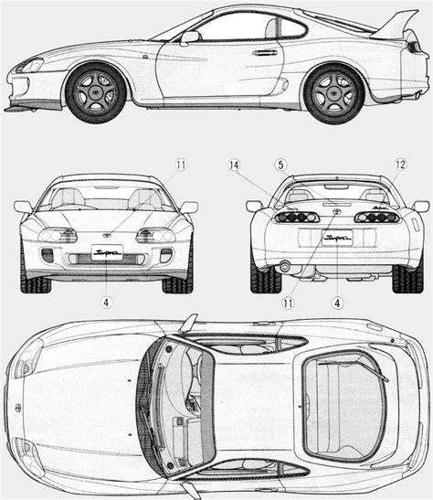 Toyota Supra 1992 Blueprint - Download free blueprint for 3D modeling ...