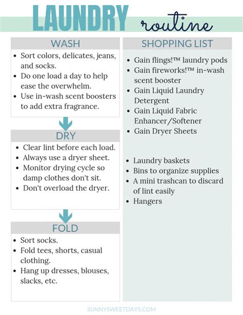 Scent Savvy Laundry Tips: Laundry Routine Printable » Sunny Sweet Days