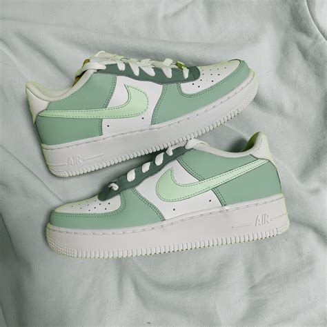 Green Toned Nike Air Force 1 Custom painted mint | Etsy