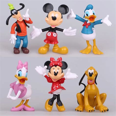 Disney Toys 6pcs/Lot Mickey Mouse Action Figure Toys 10cm Cute Mickey & Minnie& Pluto & Donald ...