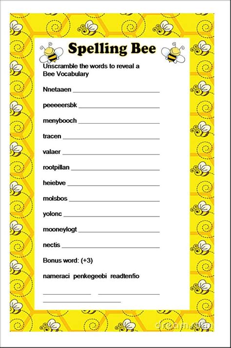 Another game I created for a Bumble Bee party, the Spelling Bee word scramble | Spelling bee ...