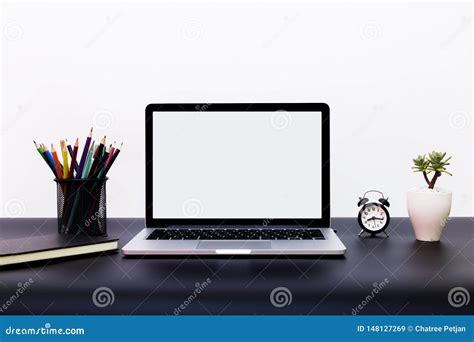 Laptop Background, Workspace with Laptop Computer, Office Supplies ...