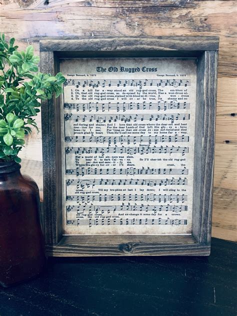 Framed Hymns // The Old Rugged Cross// Hymn Décor | Etsy