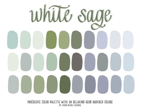 White Sage and Lavender Inspired Procreate Color Palette | Etsy | Green ...