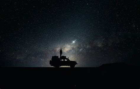 Wallpaper car, sky, night, stars images for desktop, section пейзажи - download