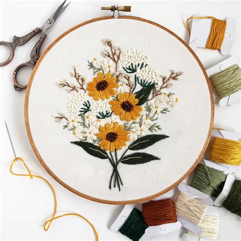 My embroidered wildflower bouquet | Embroidery flowers pattern, Floral embroidery patterns ...