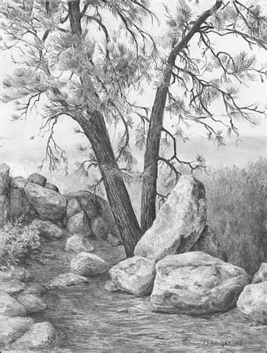 Charcoal Landscape Drawing Mountain - pic-weiner