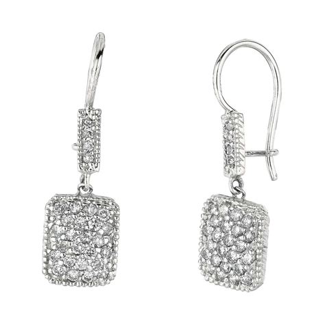 1.00 Carat Natural Diamond Drop Earrings G SI 14k White Gold For Sale ...