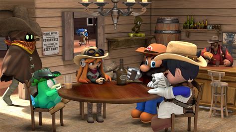 SMG4, Mario, Meggy, Boopkins and Bob in Saloon by Yusaku-Ikeda on ...