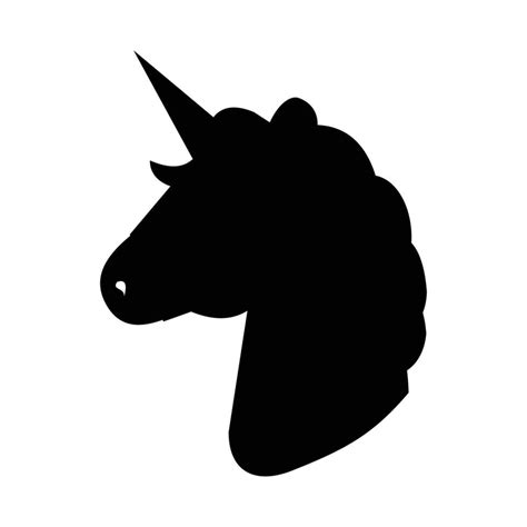 Unicorn head silhouette isolated on white background. Vector illustration. Unicorn silhouette ...