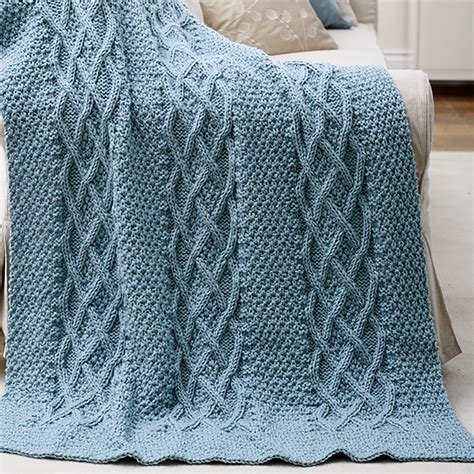 Free Intermediate Patons Cushy Cables Afghan Knit Pattern ...