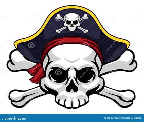 Skull and Crossbones Pirate Jolly Roger in Hat Stock Vector ...