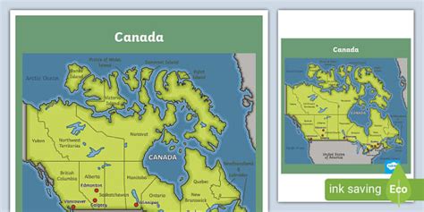 Canada Map Coloured | Canada Map Oceans | Twinkl - Twinkl