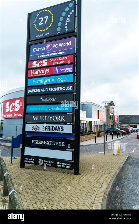 Birstall retail park Batley Leeds UK stores shops shopping centre sign ...