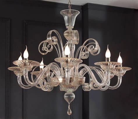 Clear Glass Modern Murano Chandelier S1199L8 - MURANO IMPORTS™