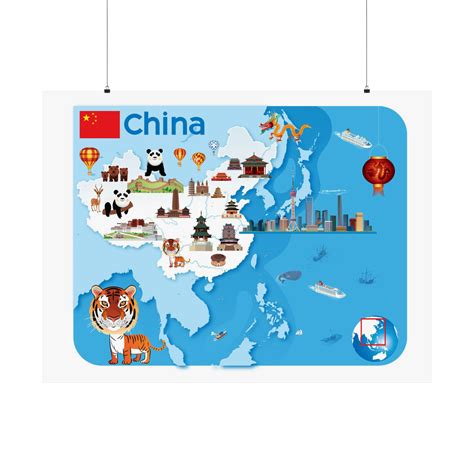 China Travel Map, China Cartoon Map,matte Horizontal Posters - Etsy