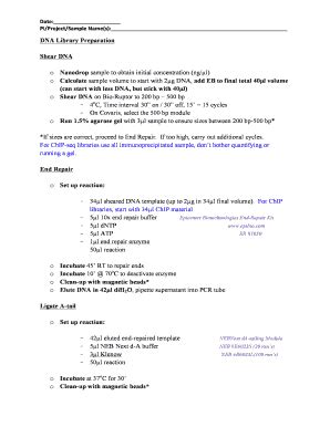 DNA Library Preparation Shear DNA O Nanodrop Sample To Obtain ...