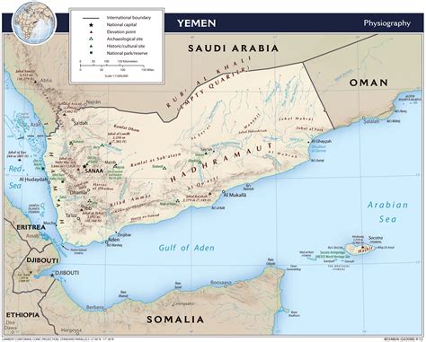 Large detailed physiography map of Yemen – 2012 | Vidiani.com | Maps of ...