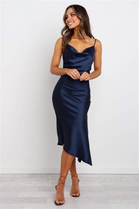 Cyprus Dress - Navy - Petal & Pup | Navy dress outfits, Navy satin dress, Navy silk dresses