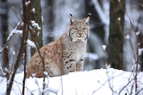 雪地中的动物猞猁高清图片下载-正版图片600372306-摄图网