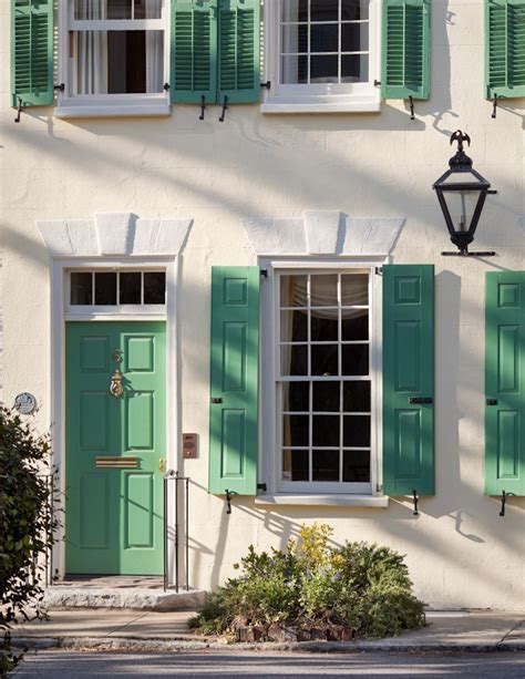 Image result for color combinations for painted front doors & shutters | Green shutters ...