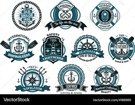 Creative seafarers or nautical logos and banners Vector Image