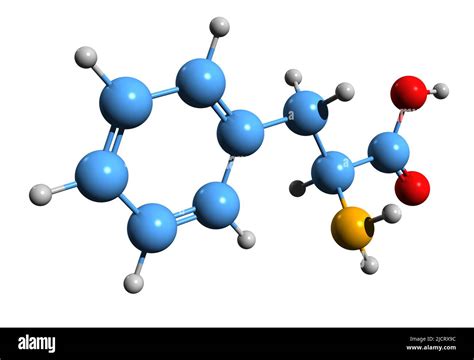 3D image de la formule squelettique de la phénylalanine - structure chimique moléculaire de l ...