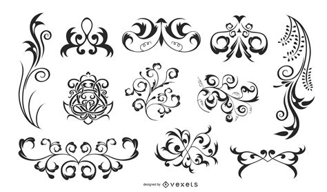 Vector Flourishes Silhouette Set Vector Download