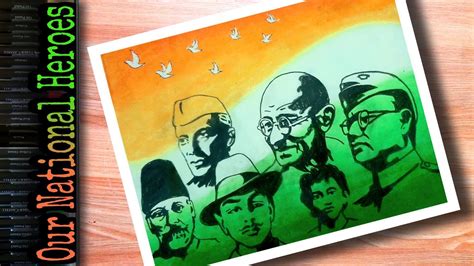 Indian freedom fighters drawing | Independence day celebration drawing | National heroes easy ...