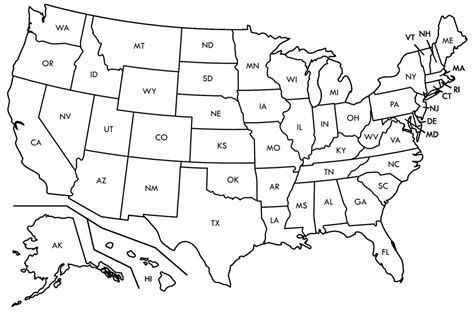 United States Map Without Names