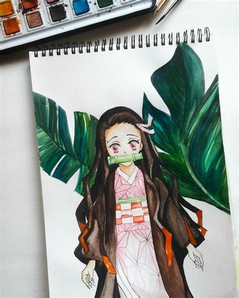 Nezuko Watercolour Illustration from Demon Slayer | Watercolor ...