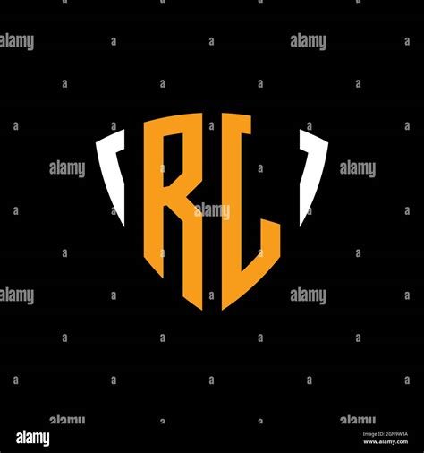 RJ logo with shield white orange shape design template isolated on ...