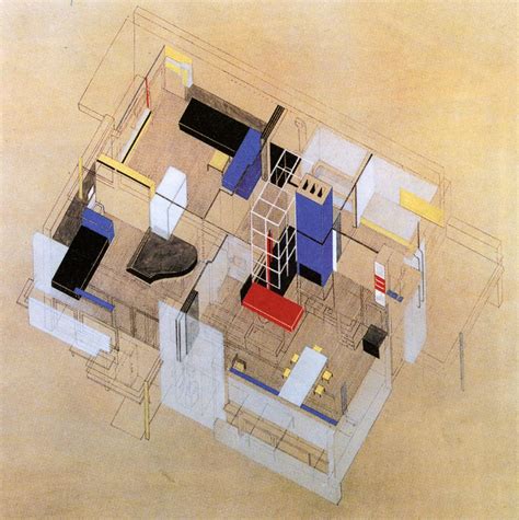 Gerrit Rietveld, Axonometric Projection, Schroder House | Isometric ...