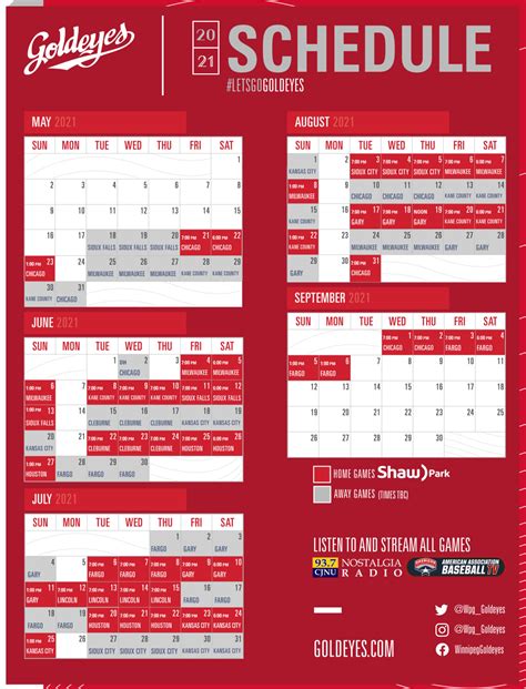 Winnipeg Goldeyes Announce 2021 Season Schedule