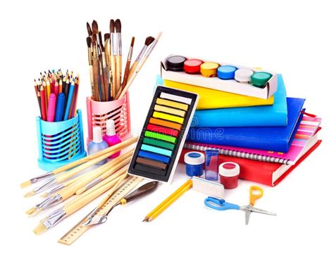 School art supplies stock photo. Image of crayon, craft - 20083442