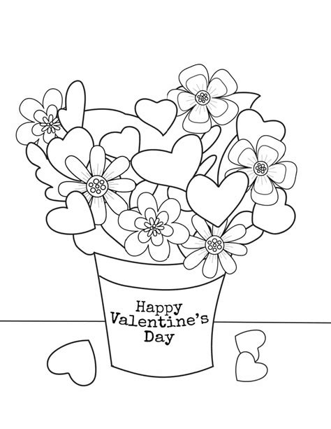 Flower Pot in Happy Valentine's Day coloring page - Download, Print or ...